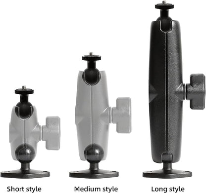 xik Heavy Duty 1/4"-20 Thread Mount: 5.91 inch Aluminum Long Arm with Double Ball Head & 1" Ball- Rhombic Base - Fits DSLR Camera, CCTV, Action Cam, Projector, Security Camera (Wall/Desk/Car/Boat)