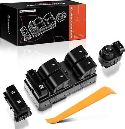 A-Premium Power Window Control Switch & Door Lock Mirror Switch - Compatible with 2007-2014 Chevy Silverado 1500 2500 HD 3500 HD & GMC Sierra 1500 2500HD 3500HD - Front Driver Side Door