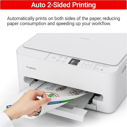 Canon PIXMA TS6520 Wireless Color Inkjet Printer for Duplex Printing, White – Home Printer with Copier/Scanner, 1.42” OLED Display, Intuitive Control Panel, Compact Design