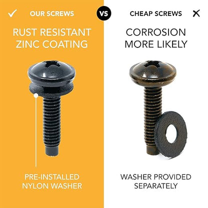 10-32 Rack Screws 50-Pack - Versatile Server Rack Accessories for Network Cabinets, Audio Mounts, Studs and Recording Studio Includes Nylon Washers. Perfect for Rackmounts