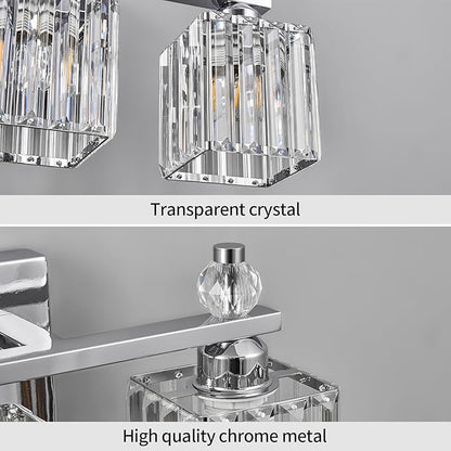 FDPBY Bathroom Vanity Lights 3-Light Modern Crystal Vanity Light Chrome Bathroom Light Fixtures Over Mirror Crystal Bathroom Vanity Lighting Fixtures