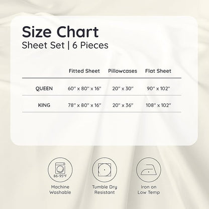 Bambaw 100% Viscose Derived from Bamboo Sheets Queen Size Set – 6pcs Deep Pocket Cooling Queen Sheets, Fits Up to 16'' with Elastic Corner Straps, Buttery Soft & Breathable (Sea Glass)