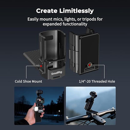SMALLRIG Magnetic Mount Stand for DJI Osmo Pocket 3, 180° Adjustable Holder with Cold Shoe, 1/4"-20 Threaded Hole, Pocket 3 Multi-Function Magnet Suction Expansion Frame Accessories - 5631