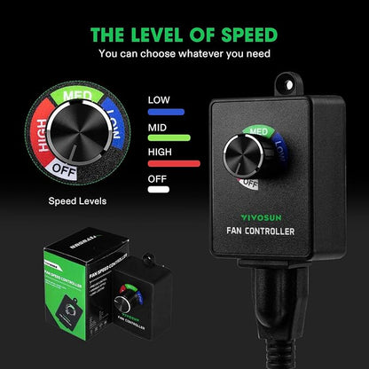 VIVOSUN Variable Speed Controller Cordless Vent Blower Speed Adjuster for Inline Duct Exhaust Fan