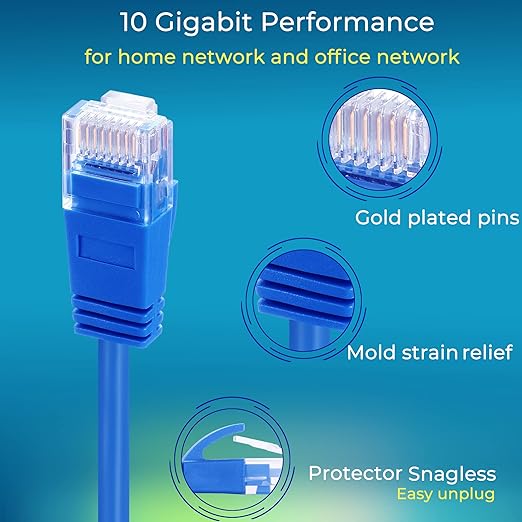 Rapink Cat6a 2ft Ethernet Patch Cables (10 Pack), Slim, Flexible, 10G Support, Gold Plated, Cat6a Ethernet Cable for Patch Panel to Switch, Space Saving, High Density Environments
