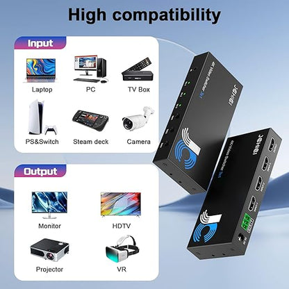 HDMI Switch 3 in 1 Out 4K@60Hz, 3Ports HDMI Switcher Splitter Selector with Remote, Support HDCP 2.2 HDR 10+ Dolby Vision/Atmos 18Gbps CEC for Apple TV Game PC PS4 5 Pro Xbox Roku