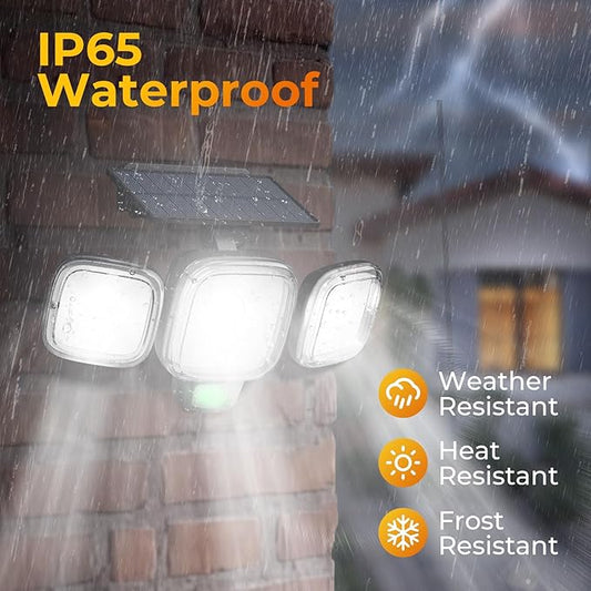 ESLIGHTION Solar Motion Sensor Outdoor Lights, 3 Modes LED Security Flood Light with Remote Control, IP65 Waterproof Solar Powered Outside Wall Light for Garden Patio Garage Yard (Black, 2 Pack)