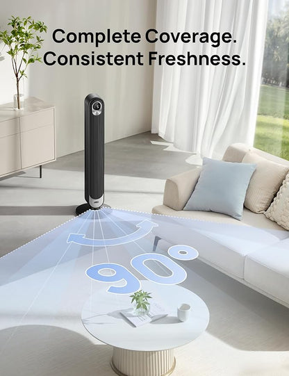 Dreo Smart Tower Fan WiFi Voice Control, Works with Alexa/Google, Cruiser Pro T1S Floor Standing Bladeless Oscillating Fan with Remote, 6 Speeds, 4 Modes, 12H Timer, for Indoor Bedroom Home Office