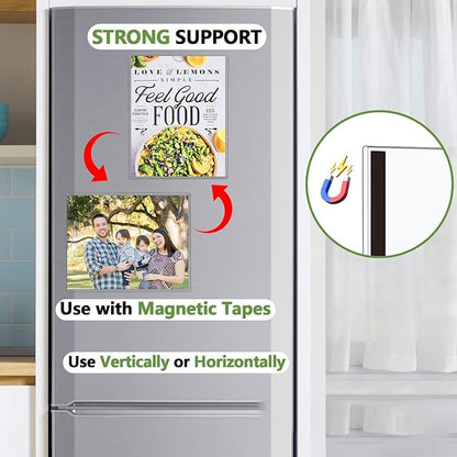 Mutualsign 2 Pcs Wall Sign Holder 8.5"x11" Magnetic Sign Holder, Rigid Print Protectors with Magnet Strips and Adhesive Strips, Wall Mount Plastic Paper Holder for Office Store Home Window Display (Clear)