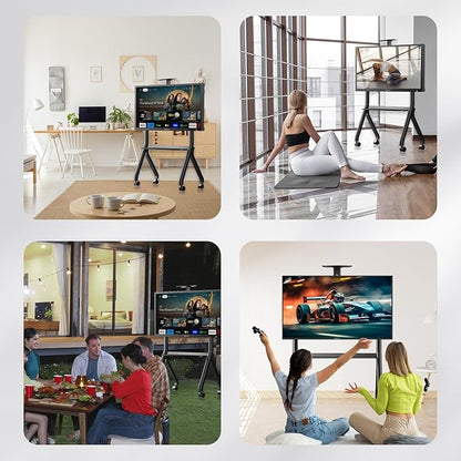 Sylvox Rolling TV Stand for 43-55 Inch Outdoor TVs, Mobile TV Cart Floor TV Stand Max Load 88LBS, 360° Locking Wheels, Max VESA 700x500mm, Not Suitable for Outdoor TVs More Than 55 inches