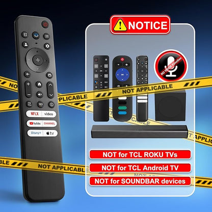 Replacement Remote Only for TCL-Google-TV-Remote-Control, for TCL 4K Google Smart TV UHD HDR QD-MINI-LED QLED