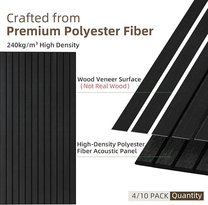 TO-TH Wood-Look Acoustic Panel, 4 Pack 47.2” x 23.6” Soundproof Wall Panels, Decorative Sound Absorbers Large Acoustic Panels for Home, Office, Basement, Smoky