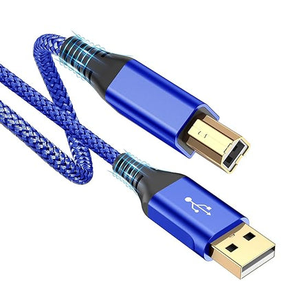 sweguard Printer Cable 10ft 2-Pack, USB Printer Cord USB 2.0 Type A Male to B Male Cable Scanner Cord High Speed Compatible with HP,Canon,Dell,Epson,Brother,Lexmark,Xerox,Samsung and Piano,DAC-Blue