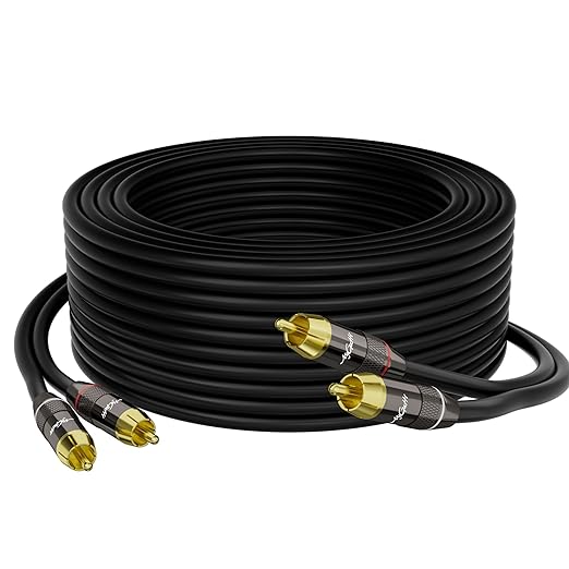 RCA Cable 10 FT, 2RCA to 2RCA Stereo Audio Cable, 【Zinc Alloy Shells, Oxygen-Free Copper, Gold-Plated Plugs】2 RCA Audio Adapter Cord, for Home Theater, HDTV, Amplifier, Hi-Fi System, Car, Speaker
