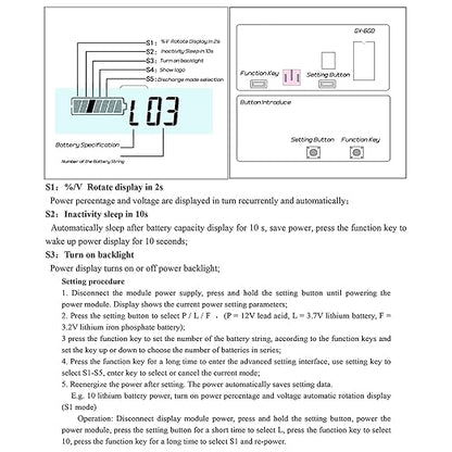 DC 12V 24V 36V 48V 60V 72V 84V Golf Cart Battery Meter with Alarm, Front Setting and Switch Key Battery Capacity Voltage Indicator Gauge Acid and Lithium ion Indicator(White)
