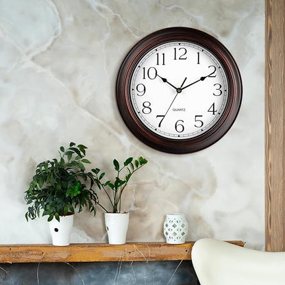 KECYET 12 Inch Wall Clocks Battery Operated Silent Non-Ticking Wall Clock Vintage Retro Rustic Style Decorative for Living Room Kitchen (Bronze)
