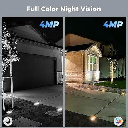Hiseeu Solar Security Cameras Wireless Outdoor 2 Pack, Battery Powered 3K 4MP wifi Cameras for Home Surveillance, PIR/AI Motion Detection, Waterproof, Color Night Vision, 2-Way Audio, Cloud/SD Storage