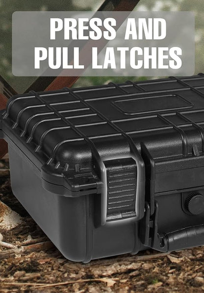 14x 11.5x 6.5 Inch Hard Case, Portable Weather Waterproof Protective Camera Case with Customizable Foam, Fit Use of Drones, Camera, Equipments, Black，upgraded