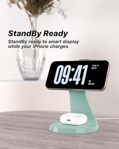 3 in 1 Charging Station for Apple Devices,Mag-Safe Charger Stand Fast Charging,Wireless Charger for iPhone17/ Air/16/15/14/13/12 Series,& AirPods,& iWatch(USB-C Charger Included)