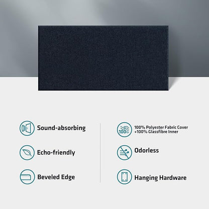 UMIACOUSTICS 4 PCS Acoustic Panels with Hanging Hardware, 2” Thick Fiberglass Sound Proof Panels for Studios, Office, Home Theater Ceiling or Wall- Navy Blue