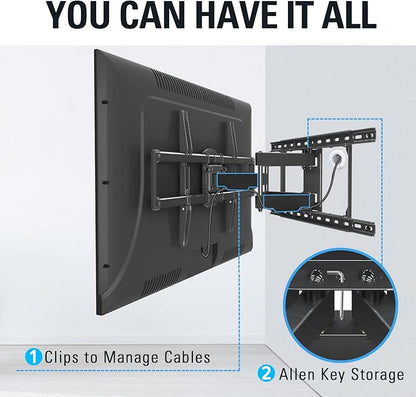 Mounting Dream UL Listed Full Motion TV Mount for Most 42-84 Inch TVs, Adjustable TV Wall Mount Swivel and Tilt, Loading 100 LBS, Max VESA 600x400mm, Fits 16", 18", 24" Studs MD2617-24K