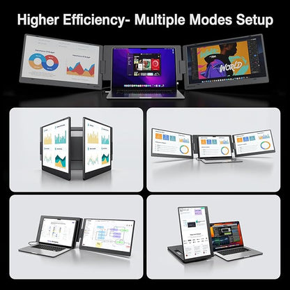 KYY 15.6" Laptop Screen Extender, 1080P FHD IPS Portable Monitor, One Cable USB-C Triple Monitor, Dual Travel Screen for 12"-17'' Laptops, 360° Rotation & Kickstand，X90D (Driver Need)
