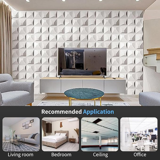 Art3d Decorative 3D Wall Panel, 32 Sq.FT PVC Interior Wall Decor for Living Room, Bedroom, Lobby, Office, Shopping Mall, White