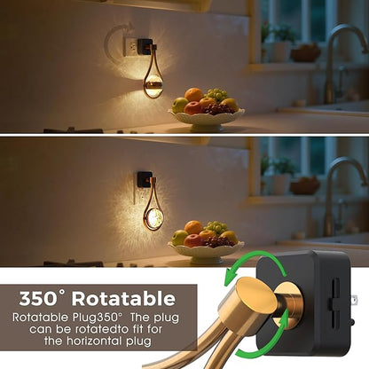 L LOHAS LED Night Lights Plug Into Wall: Star Projector Nightlight, Dusk to Dawn Sensor, 3000K Soft White, 330°Rotating Globe Night Light for Bedroom, Hallway, Home Decor, Gaming Room