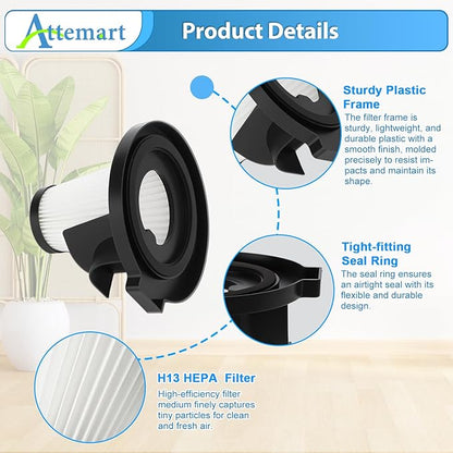 Attemart 6 Pack Filter Replacement Compatible with Ionvac ZipVac 8842 3-in-1 Corded Upright/Handheld Floor and Carpet Hand Vacuum Cleaner