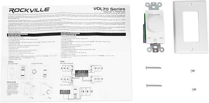 Rockville VOL7035 35W 70V Wall Volume Control, 1-Gang, White, Easy Install, Dust-Protected, Excellent Frequency Response, for Commercial Audio Systems
