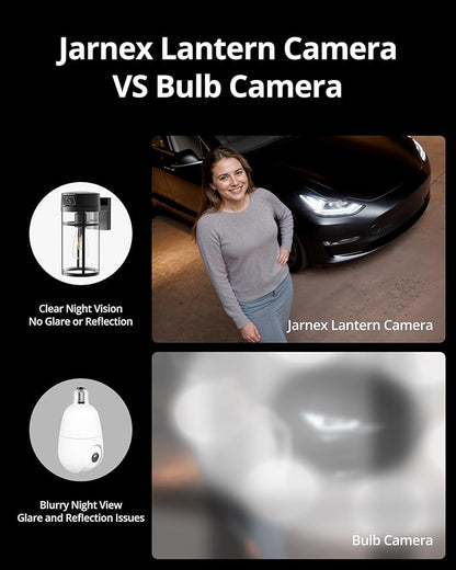 Jarnex Outdoor Porch Light Camera, 2K Wi-Fi Security Cam with AI Human Detection, Pan & Tilt, Dusk to Dawn, 2-Way Audio, Cloud/SD Storage, Wall Lantern Sconce Camera for Porch, Garage, Patio, Doorway