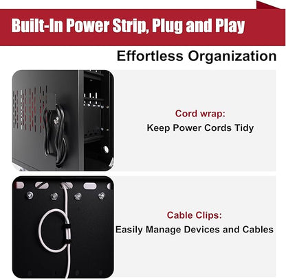 32 Device Mobile Charging Station for Laptops/Tablets/iPads/Chromebooks,32 Bay Lockable Charging Cabinet with Cable Management & Power Strip Included, School Charging Storage Carts,Easy Assembly