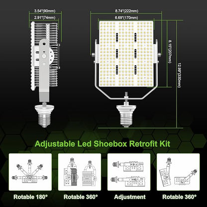 OPENLUX LED Shoebox Retrofit Kit 240W 34800LM E39 Mogul Base ETL DLC Listed 5000K Retrofit Light for Parking Lot Lights Tennis Court LED Module AC100-277V