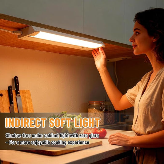 Snyloe 4 Pack 34" LED Under Cabinet Lighting Hardwired, 22W 1800LM 3CCT Adjustable (3000K/4000K/5000K), Plug-in Hardwired, Linkable Up to 10 Lights, 45° Rotatable Design