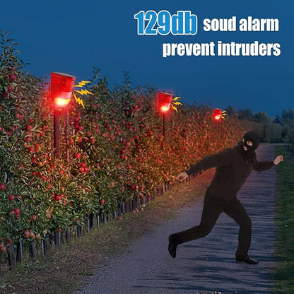 Qualirey 16 Pack Solar Sound and Light Alarm Motion Sensor 129db Outdoor Security Siren Waterproof Motion Activated Detector Alarm 6 LEDs Flash Warning Strobe System for Home, Farm (Red)