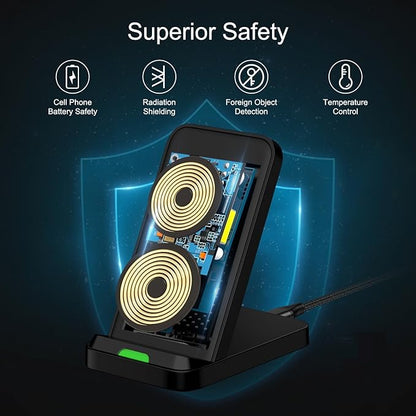 Wireless Charger Stand for Samsung Galaxy S25 Ultra Plus S24 S23 FE S22 S21,Motorola Desk Android Phone Fast Wireless Charging Station for Moto Razr Plus/Edge/G Stylus Power 2024,iPhone 16,18W Adapter