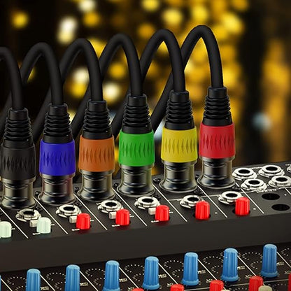 AuxLink XLR Cables, XLR Microphone Cable 6 ft 6 Pack, Gold-Plated 3-pin XLR Speaker Cable Male to Female Balanced Mic Cable