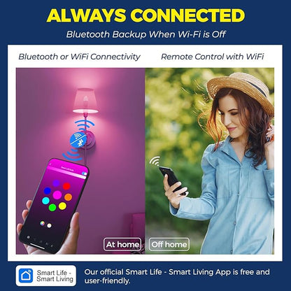 Lightinginside E12 Smart Light Bulbs 60W Equiv., Work with Alexa/Google Home/Smart Life, 500LM 6W RGBCW Candle Candelabra LED Light Bulbs, No Hub Required, 2.4G WiFi Bluetooth Bulb, ETL Listed, 4PCS