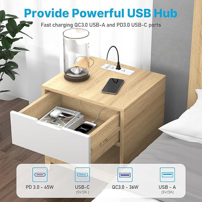 CCCEI 6 Outlets Dual Side Recessed Power Strip with 45W USB C Port, Furniture Flush Mount, Under Desk, Desk Top Multiple Outlet, Hidden Charging Station for Conference Table, Nightstand, White. 10FT.