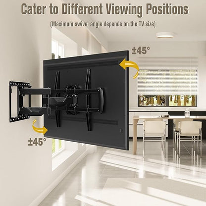 Mounting Dream TV Wall Mount, UL Listed Full Motion Mount Bracket for 42-84 Inch Flat Screen TVs, Swivel Articulating Dual Arms, Max VESA 600x400mm, 100 LBS Loading, Fits 16 Inches Wood Studs, MD2296