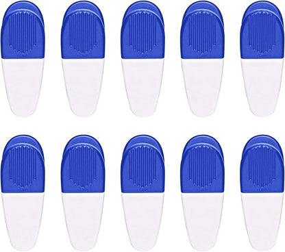 10 Magnetic Memo Holders Set - Large Clip, Plastic - White Blue