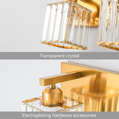 FDPBY Modern Bathroom Vanity Light 3-Lights Gold Crystal Bathroom Wall Light Vanity Light Fixtures，20.47-inch Modern Minimalist Design