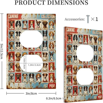 Bvtewkhz Dogs Funny Puppy Pets Vintage Duplex Outlet Decorative Outlet Covers Light Switch Plate Electrical Receptacle Switchplate For Bathroom Kitchen Bedroom