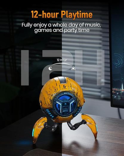 GravaStar Loudspeakers Mars Pro Portable Bluetooth Speaker New Version, Deep Bass Loud Stereo Sound, 15H Playtime, 6 RGB Lights, Dual Pairing, Portable for Home, Outdoors, Party, Camping, Home, Gifts