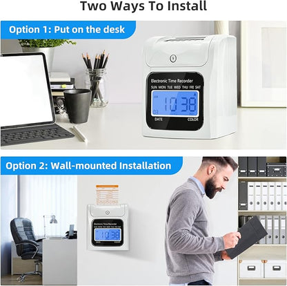 TooCust Time Clock Bundle with 400 Time Cards, 4 Ink Ribbons, 2 Ten-Slot Time Card Racks, & 2 Security Keys, Auto-Align Time Clocks for Employees Small Business