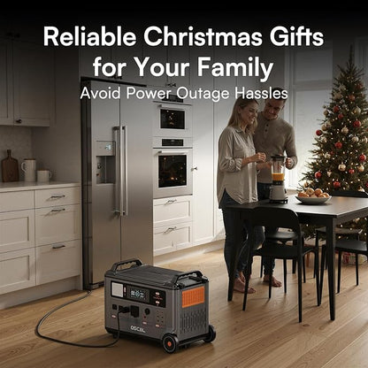 OSCAL 6000 Portable Power Station with 500W Solar Panels, 3600Wh LiFePO4 Battery with 3600Wh Expansion Battery Pack, 6000W(9000W Peak) Solar Generator for Camping, Home, Emergency