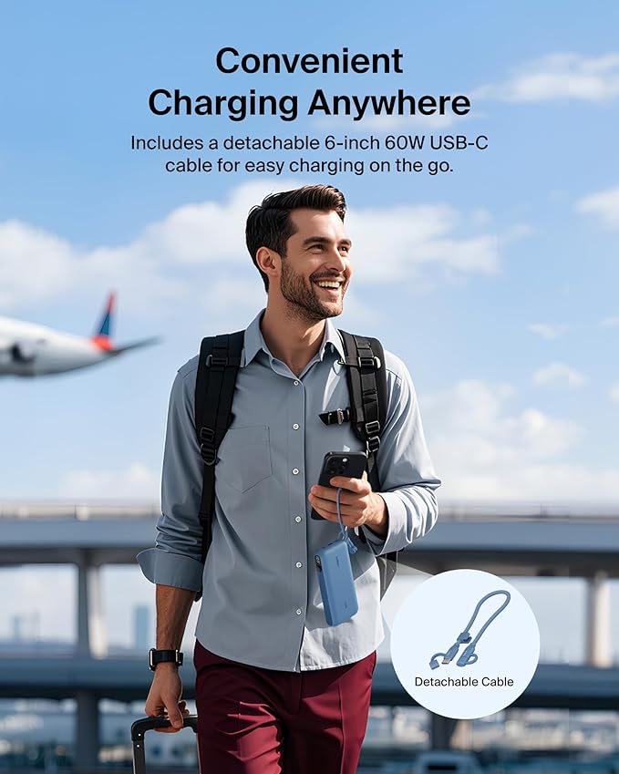 Belkin Portable Charger, USB-C Power Bank 20,000mAh w/ 2X USB-C Ports & 1x A Port, Digital Battery Display, 20W Charging - iPhone 17, Air, Pro, Samsung Galaxy S25, Pixel 10, iPad, & More - Blue