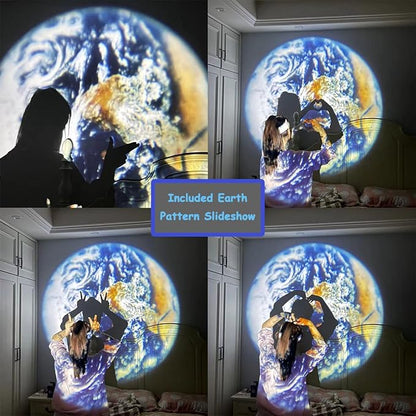 BODLYL Moon Projector Night Light, USB Powered 360 Degree Moon Lamp Romantic Atmosphere Night Light Projector for Bedroomr, Gift for Kids Moon Lover Couples Selfie Wall Ceiling Decor with Earth