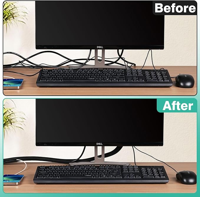 UOMTFAI Dog Cat Cord Protector 10ft - 1/2inch, Flexible Cable Sleeve for Easy Cord Management, Protects Cables from Pets Chewing, Ideal for USB, Power, Audio and Video Cords - Black