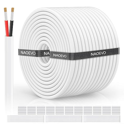 NAOVEO 14 Gauge Wire 2 Conductor Electrical Wire, 14 AWG Stranded PVC Tinned Copper Cable, Flexible/Low Voltage Automotive Wiring for LED Lamps, Marine, Speaker, Appliances (200FT)